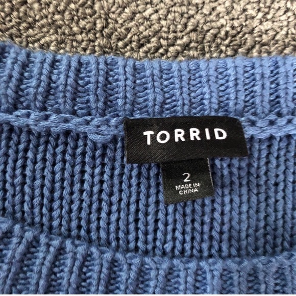 Torrid Blue Knit Layered Crew Neck Sweater - Picture 3 of 7